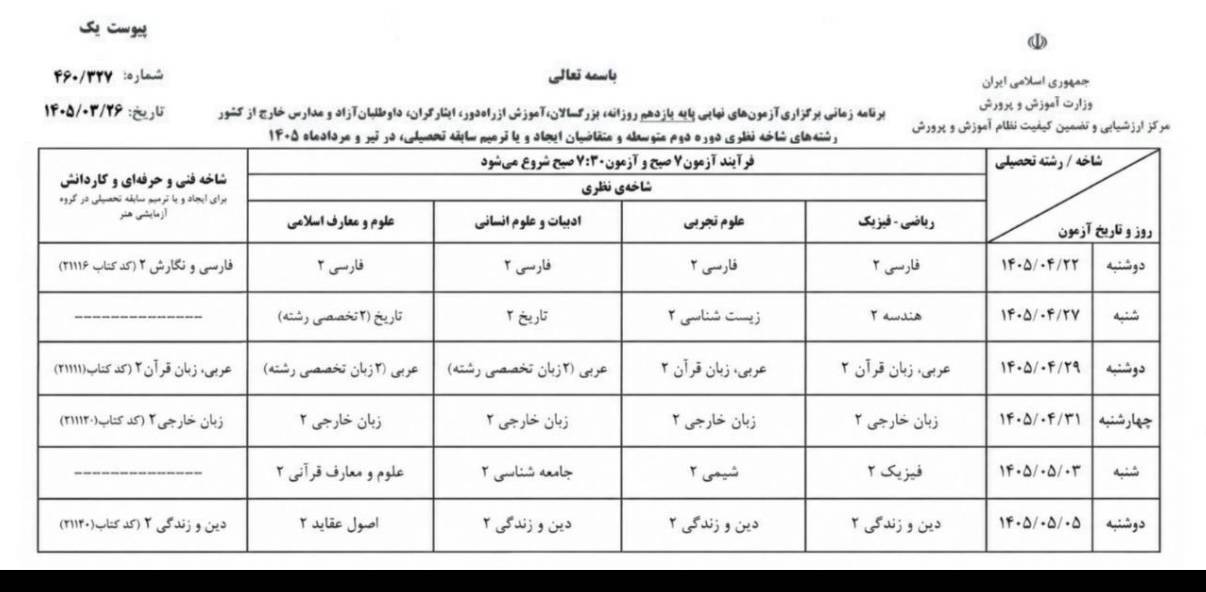 اطلاعیه مهم مرکز ارزشیابی در مورد تعویق امتحان پایه یازدهم